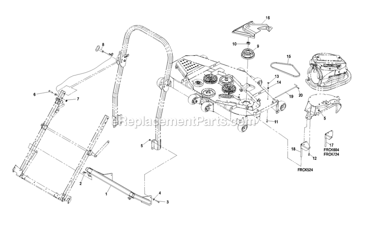 Mounting Components Diagram and Parts List for FRCK604 (720000-789999)(2008) Exmark Lawn Tractor Accessories