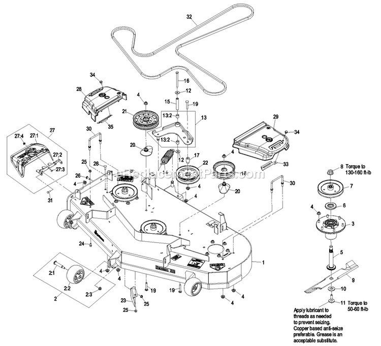 Deck Group (3) Diagram and Parts List for QSP20BV443 (850000-919999)(2010) Exmark Lawn Mower