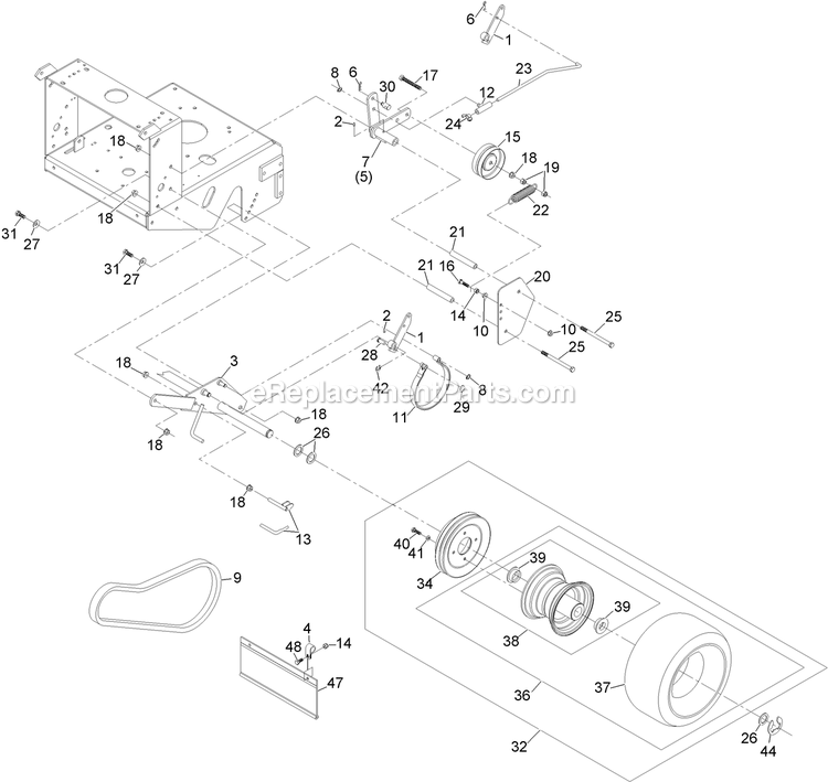 Engine Deck Assembly (2) Diagram and Parts List for MG16KA362 (920000-999999)(2011) Exmark Lawn Mower