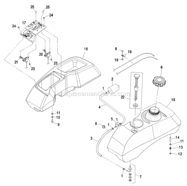 Fuel Group Diagram and Parts List for LCT23BV523 (720000-789999)(2008) Exmark Lawn Mower