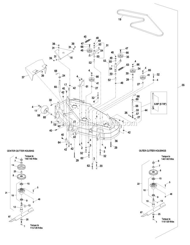 Deck Group (1) Diagram and Parts List for TT20KC (440000-509999)(2004) Exmark Lawn Mower