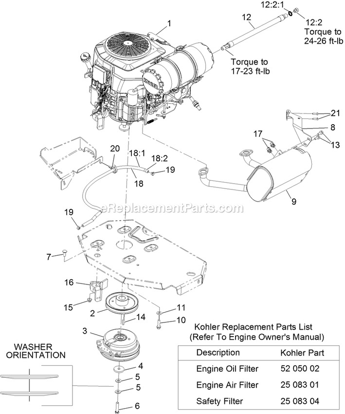 Engine Assembly Diagram and Parts List for LZX749EKC606 (312000000-312999999)(2012) Exmark Lawn Mower