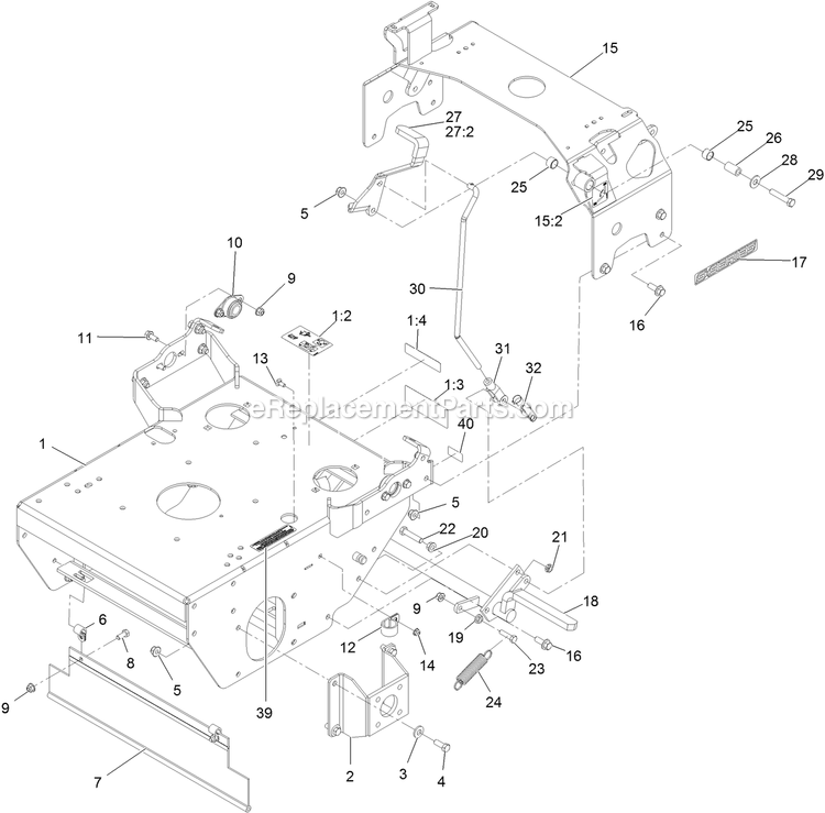 Engine Deck Diagram and Parts List for TTS600GKA523E0 (408644346-411294211)(2021) Exmark Lawn Mower