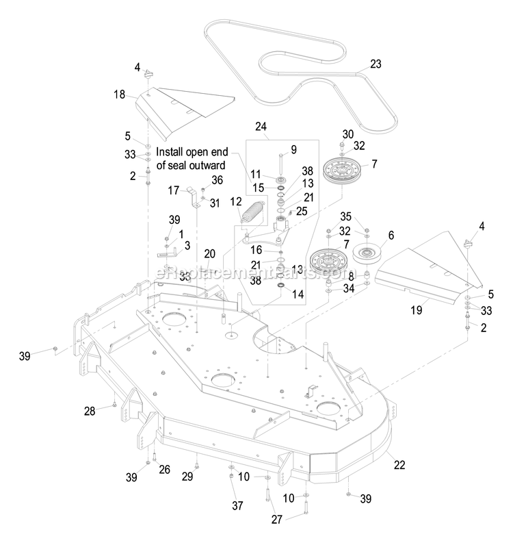 Deck Group (1) Diagram and Parts List for LZ28KA665 (670000-719999)(2007) Exmark Lawn Mower