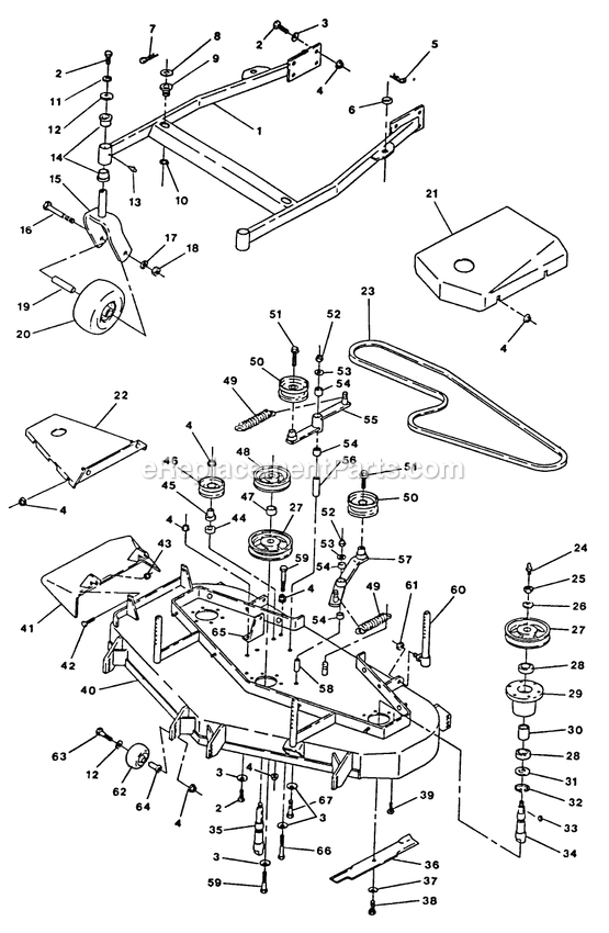 Mower Deck (1) Diagram and Parts List for TT-17K 70000 Exmark Lawn Mower
