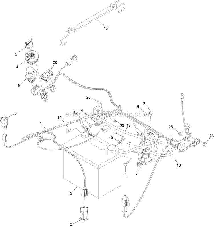 Electrical Assembly Diagram and Parts List for QZS708GEM60200 (402082300-404314158)(2018) Exmark Lawn Mower