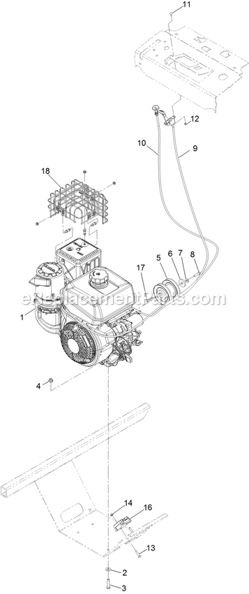 Engine Assembly Diagram and Parts List for ARX440GKC24000 (402082300-404314158)(2018) Exmark Aerator