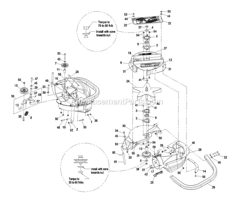 Blower Assembly (2) Diagram and Parts List for LZUVQD7 (790000-849999)(2009) Exmark Lawn Tractor Accessories