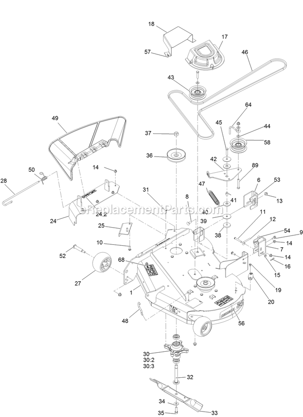 Deck Assembly Diagram and Parts List for QTS452CEM34200 (400000000-402082299)(2017) Exmark Lawn Mower