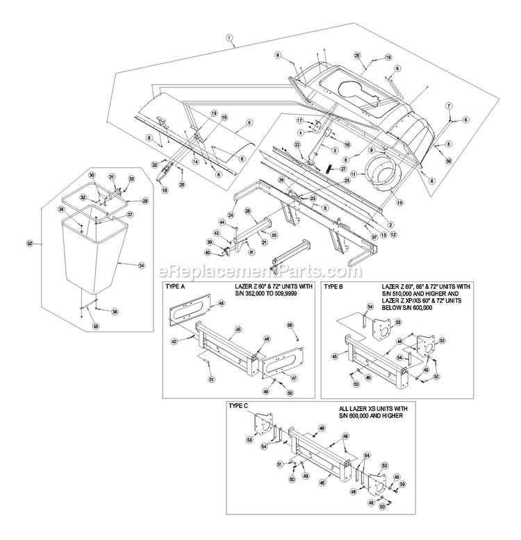 Hood And Bag Assembly (2) Diagram and Parts List for LZUV52 (790000-849999)(2009) Exmark Lawn Tractor Accessories