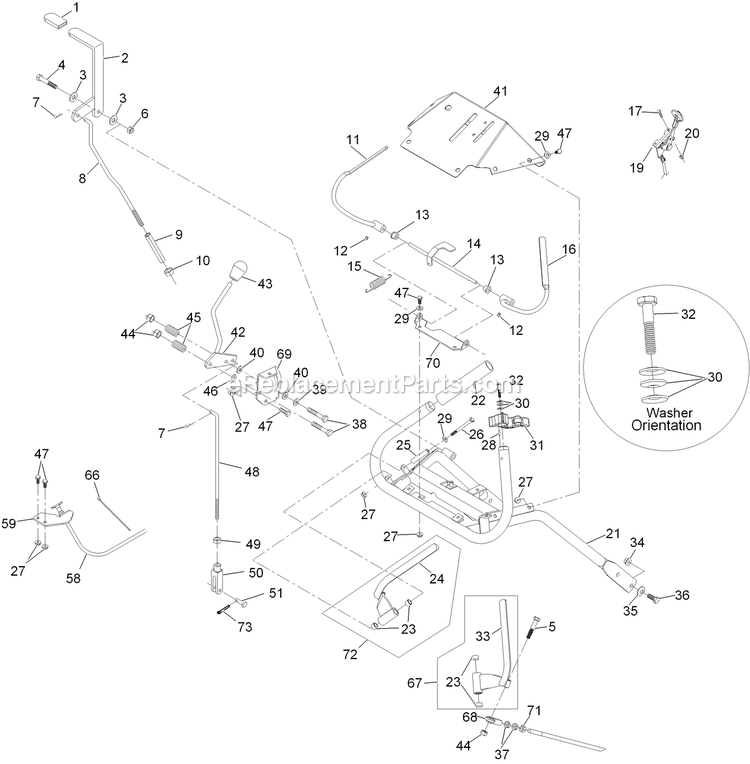 Ecs Upper Handles And Controls Assembly Diagram and Parts List for TTS20KAE523 (920000-999999)(2011) Exmark Lawn Mower