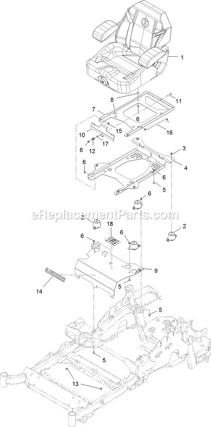 Seat Assembly Diagram and Parts List for LZS749AKC604A1 (316000000-316999999)(2016) Exmark Lawn Mower