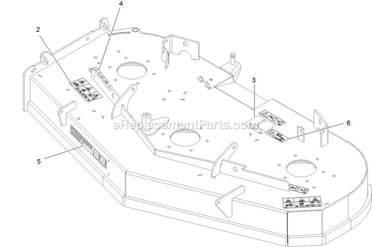 Deck With Decals Assembly Diagram and Parts List for STS730GKA52400 (408644346-411294211)(2021) Exmark Lawn Mower