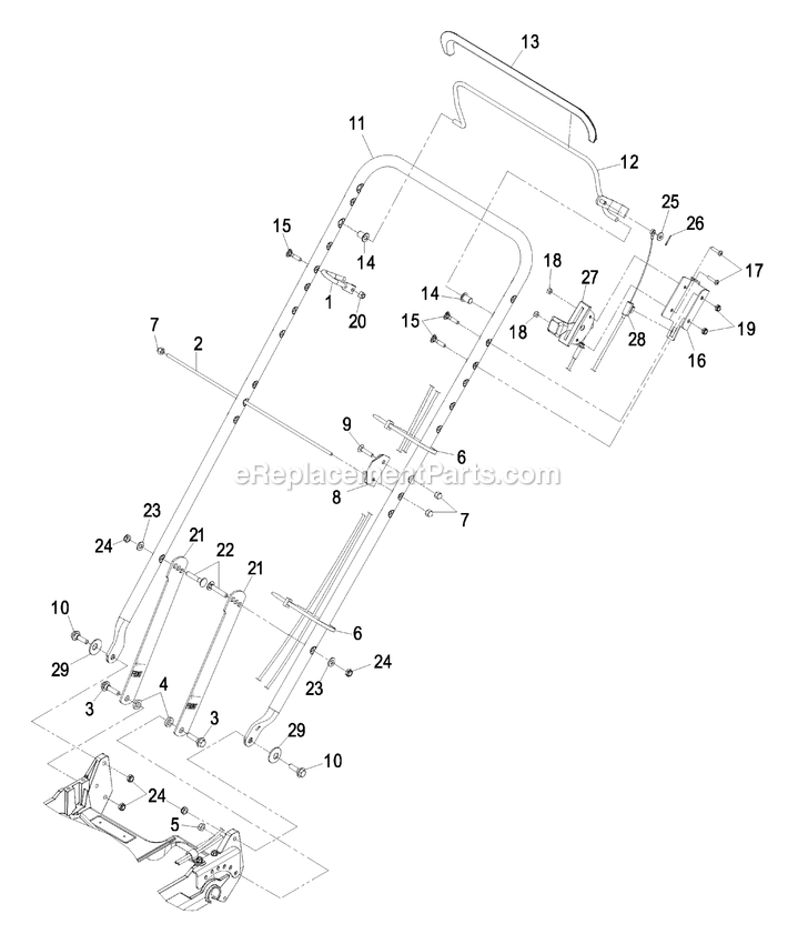 Handle Assembly For Push Units Diagram and Parts List for M216HSPC (510000-599999)(2005) Exmark Lawn Mower