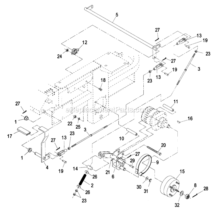 Park Brake Group Diagram and Parts List for LZ22KC604 (190000-219999)(1999) Exmark Lawn Mower