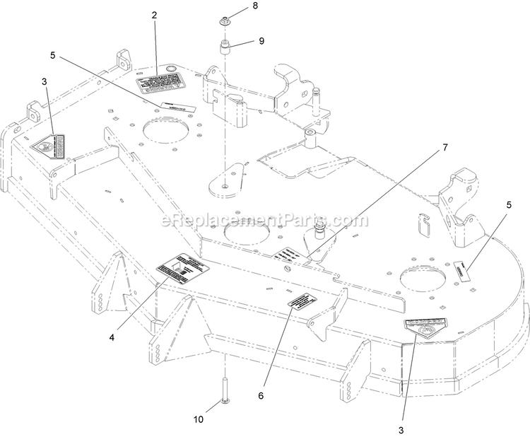Deck With Decals Assembly Diagram and Parts List for LZS691KA524 (313000000-313999999)(2013) Exmark Lawn Mower