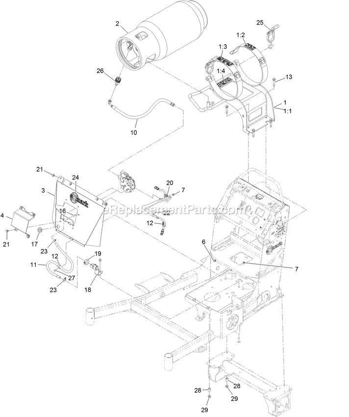 Fuel Assembly Diagram and Parts List for VTS740PKC52400 (402082300-404314158)(2018) Exmark Lawn Mower