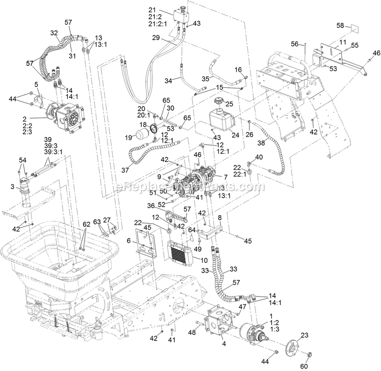Hydraulic Assembly Diagram and Parts List for 34226 400000000-999999999 Exmark Sprayer