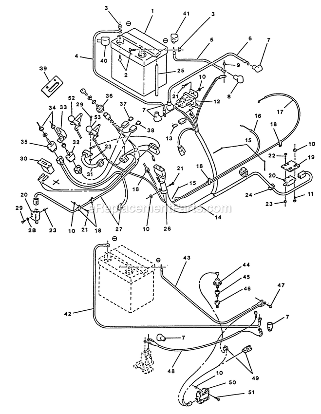 Electrical Diagram and Parts List for TR-17K 70000 Exmark Lawn Mower