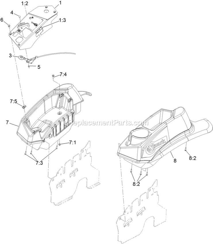 Controls Assembly Diagram and Parts List for LZX740EKC526 (313000000-313999999)(2013) Exmark Lawn Mower