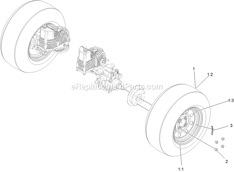 Rear Wheel Assembly Diagram and Parts List for LZE651GKA484A2 (316000000-399999999)(2016) Exmark Lawn Mower