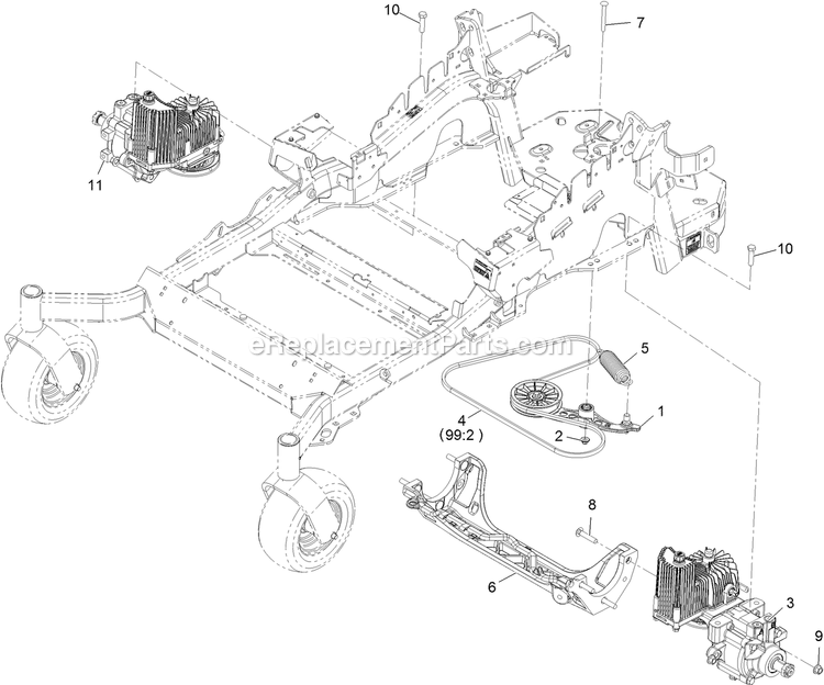Hydraulic Assembly Diagram and Parts List for LZE740KC604 (312000000-312999999)(2012) Exmark Lawn Mower