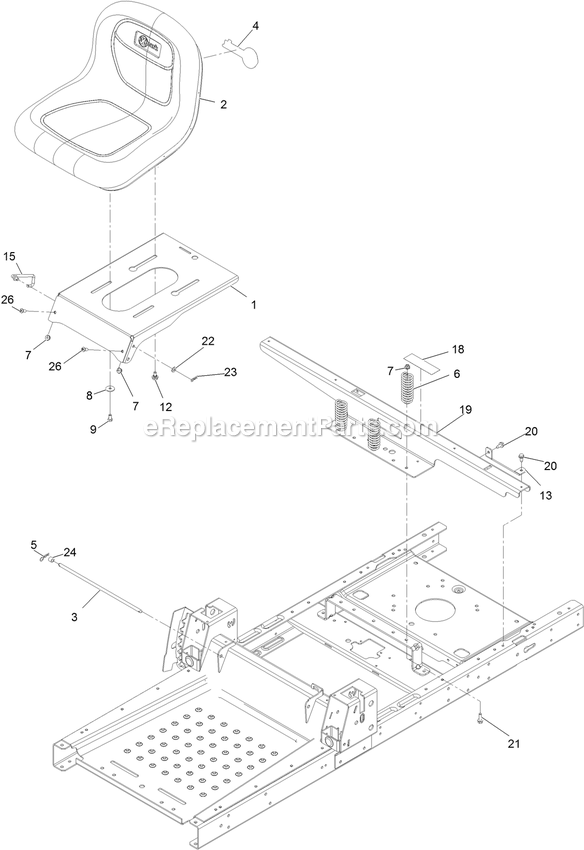 Seat Assembly Diagram and Parts List for QTE708GEM50200 (316000000-399999999)(2016) Exmark Lawn Mower