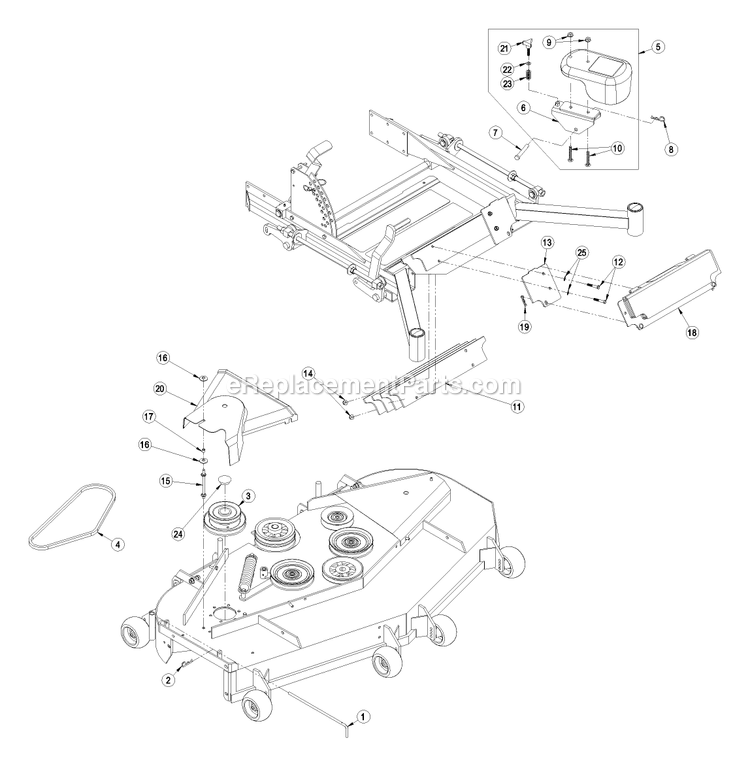Weight And Belt Drive Components Diagram and Parts List for UVD72C (510000-599999)(2005) Exmark Lawn Tractor Accessories