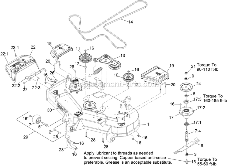 Deck Assembly Diagram and Parts List for LZX740EKC526 (313000000-313999999)(2013) Exmark Lawn Mower
