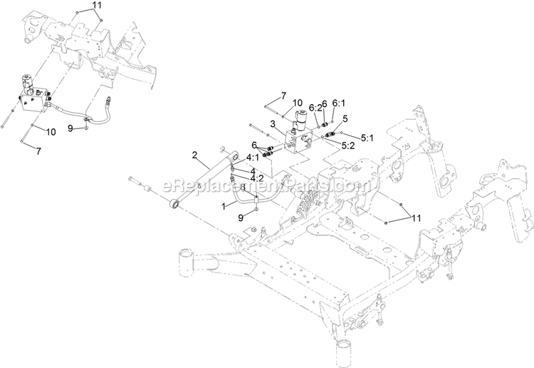 Wing Deck Hydraulic Lift Assembly Diagram and Parts List for LZS88CDYM96RW0 (402082300-404314158)(2018) Exmark Lawn Mower