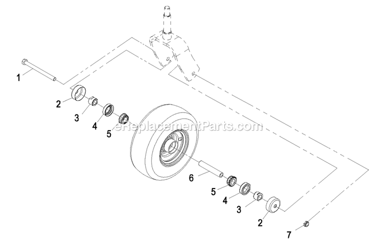 Caster Wheel Assembly Diagram and Parts List for VT24KAS484 (850000-919999)(2010) Exmark Lawn Mower