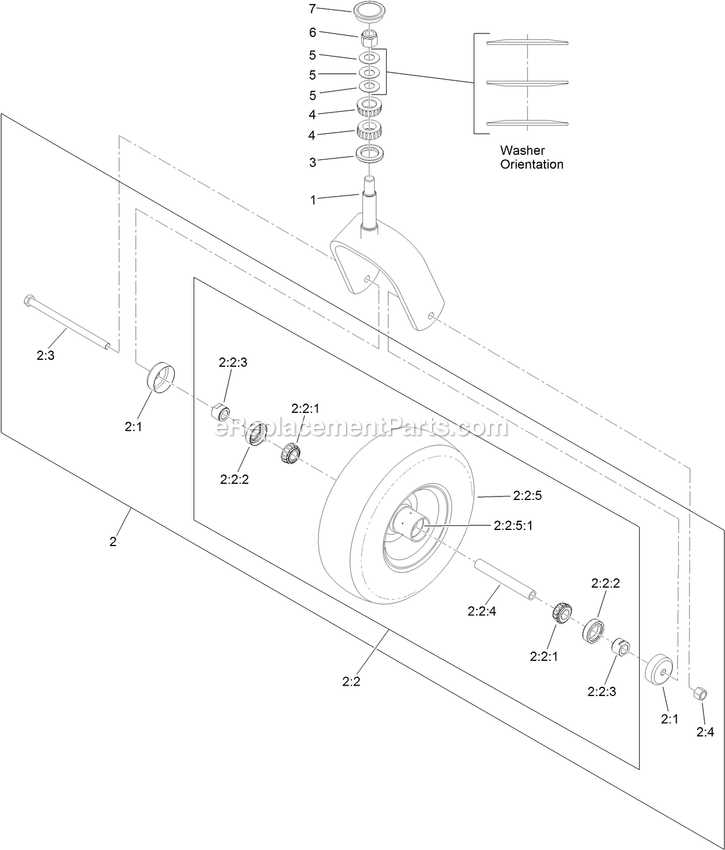 Caster Wheel And Fork Assembly Diagram and Parts List for ARX481CKA30000 (316000000-399999999)(2016) Exmark Aerator