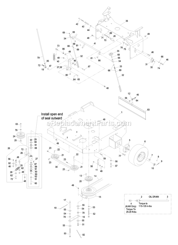 Engine Deck Group (1) Diagram and Parts List for TT23KCE (600000-669999)(2006) Exmark Lawn Mower