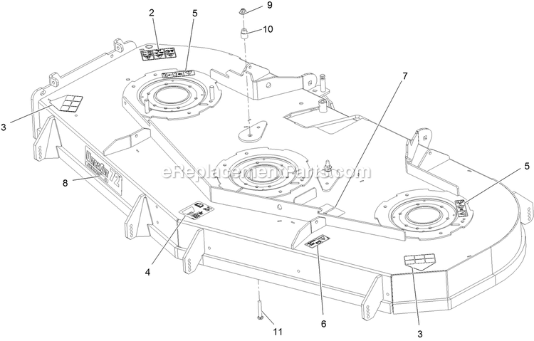 Deck With Decals Diagram and Parts List for LZS740PKC72400 (315000000-315999999)(2015) Exmark Lawn Mower