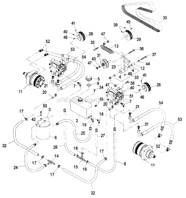 Hydraulic Group Diagram and Parts List for LZ22KC604 (190000-219999)(1999) Exmark Lawn Mower