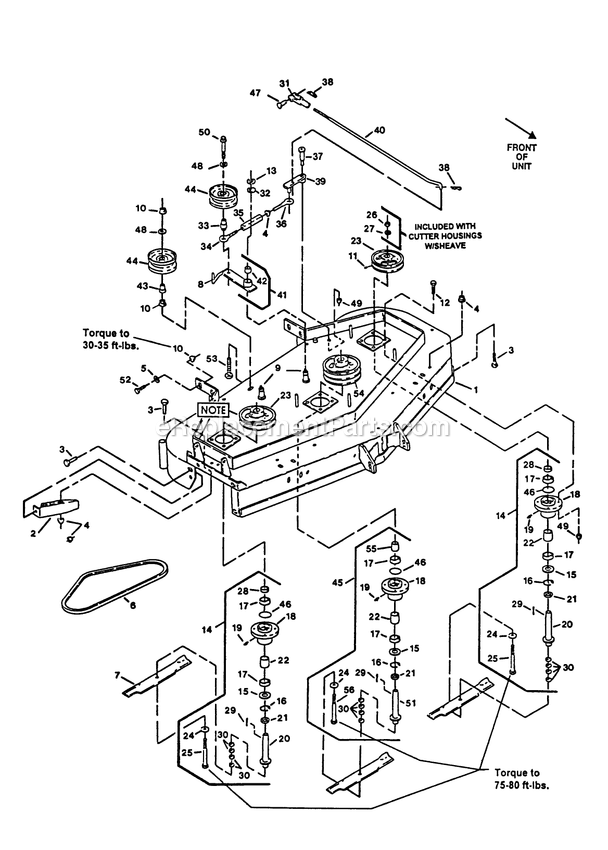 Mower Deck (5) Diagram and Parts List for M5214KA (130000-149999)(1997) Exmark Lawn Mower