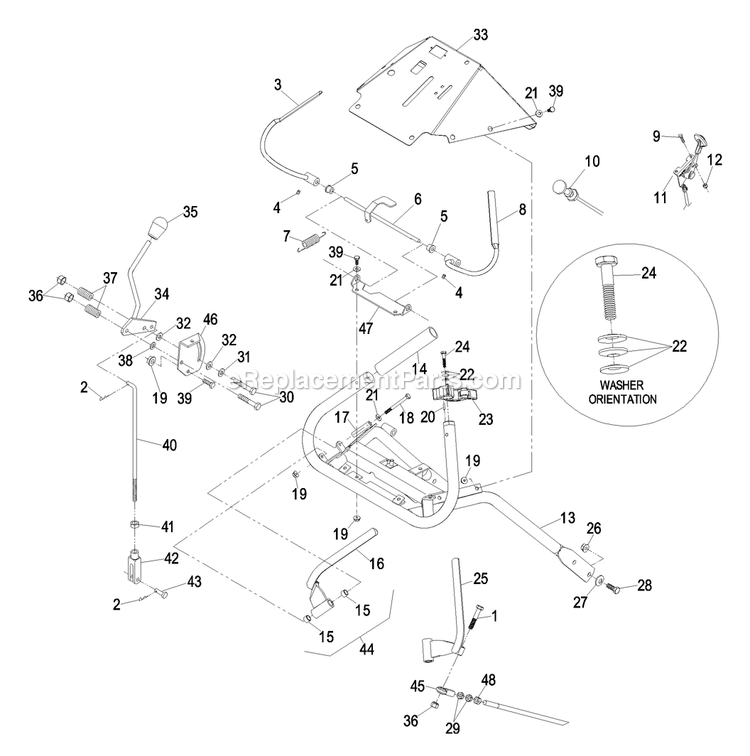 Ecs Upper Handles And Controls Diagram and Parts List for TT23KAEB (670000-719999)(2007) Exmark Lawn Mower