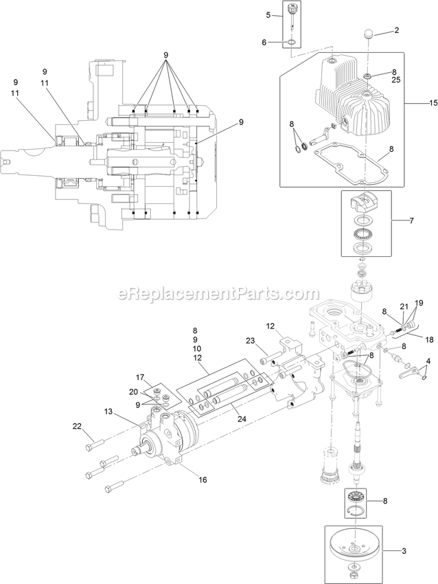Lh Hydro Assembly Diagram and Parts List for LZE730GKA524B2 (316000000-399999999)(2016) Exmark Lawn Mower
