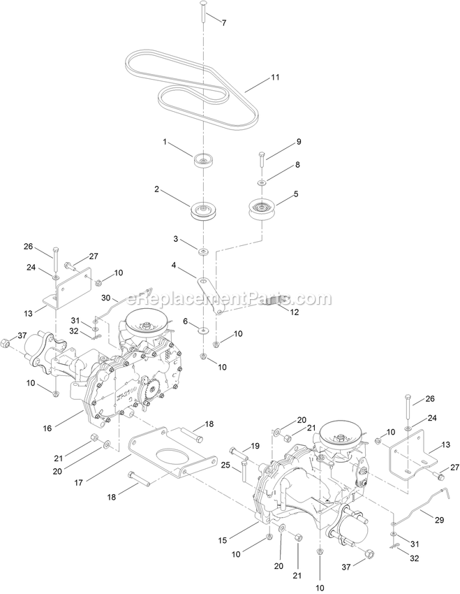 Traction Drive Assembly Diagram and Parts List for QZE702GEM42200 (404314159-406294344)(2019) Exmark Lawn Mower