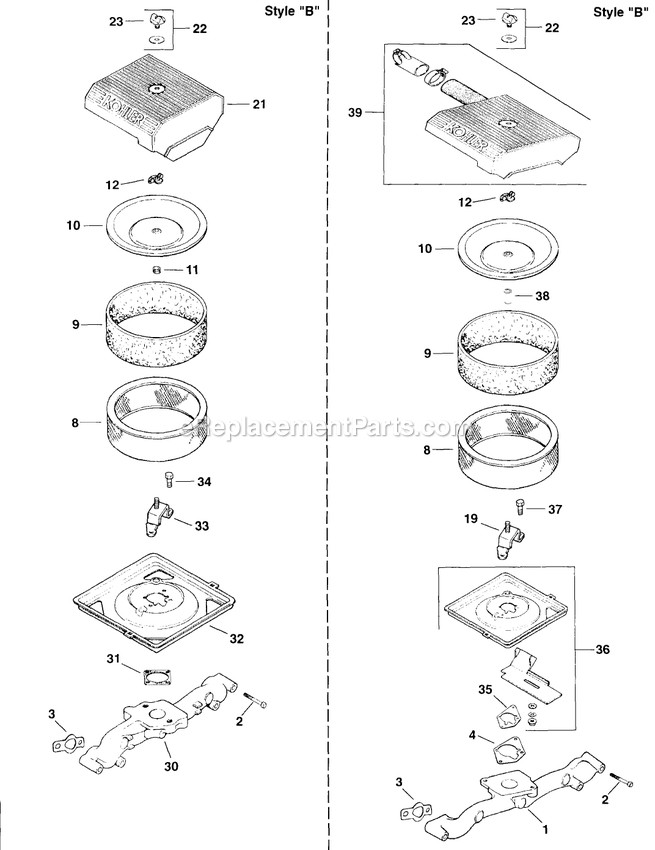 Air Intake (2) Diagram and Parts List for LZ22KC604 (190000-219999)(1999) Exmark Lawn Mower