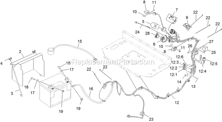 Electrical Assembly Diagram and Parts List for VTS740EKC604 (313000000-313999999)(2013) Exmark Lawn Mower
