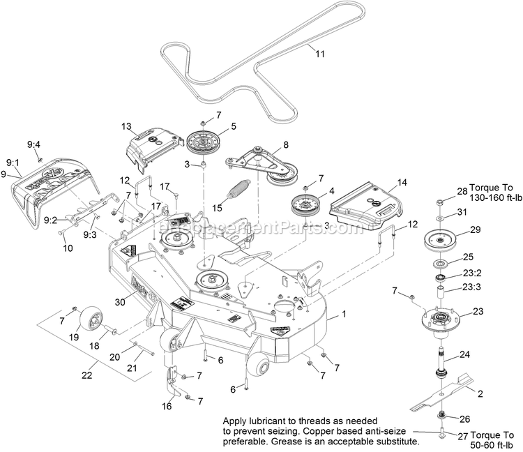 Deck Assembly Diagram and Parts List for LZS651KA484 (314000000-314999999)(2014) Exmark Lawn Mower