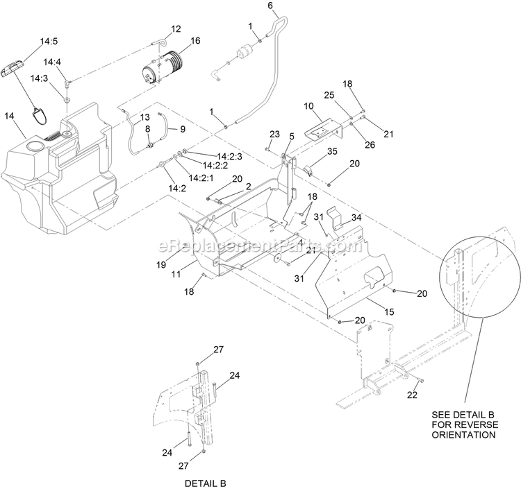 Fuel Assembly Diagram and Parts List for NVS640CKC42000 (315000000-315999999)(2015) Exmark Lawn Mower