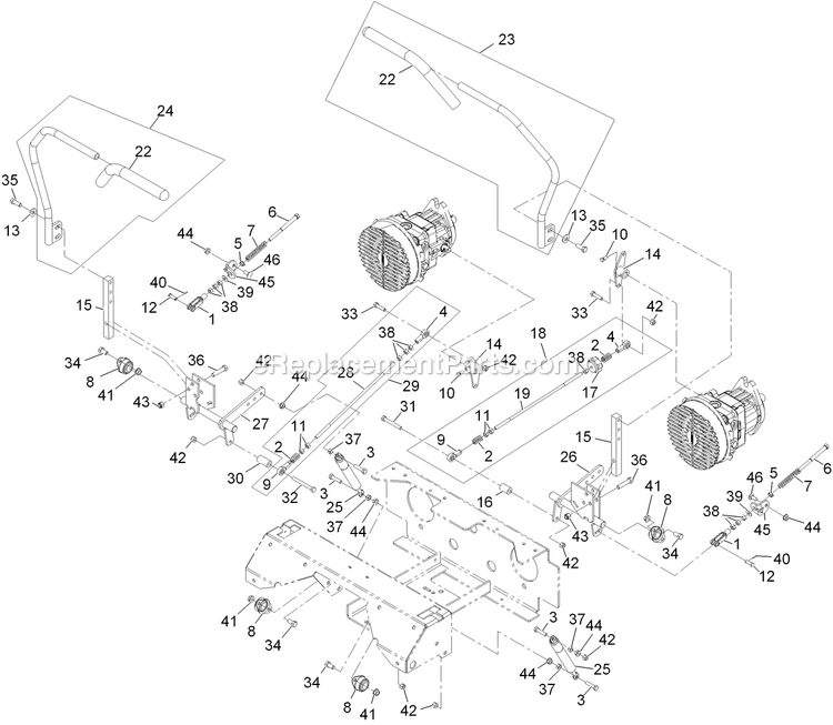 Motion Controls Diagram and Parts List for LZD25KD725 (920000-999999)(2011) Exmark Lawn Mower