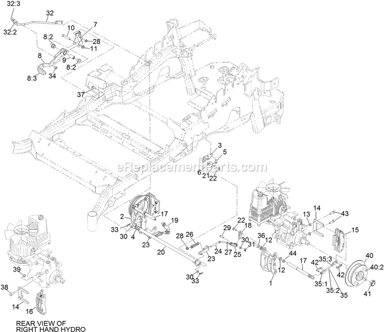 Park Brake Assembly Diagram and Parts List for LZE801GKA72RA1 (316000000-399999999)(2016) Exmark Lawn Mower