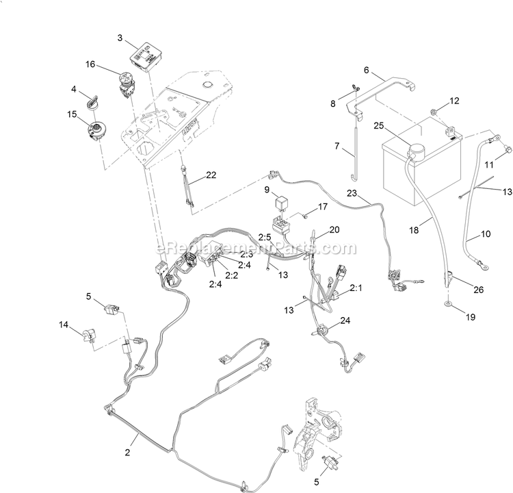 Electrical Assembly Diagram and Parts List for LZE740EKC60400 (406294345-408644345)(2020) Exmark Lawn Mower