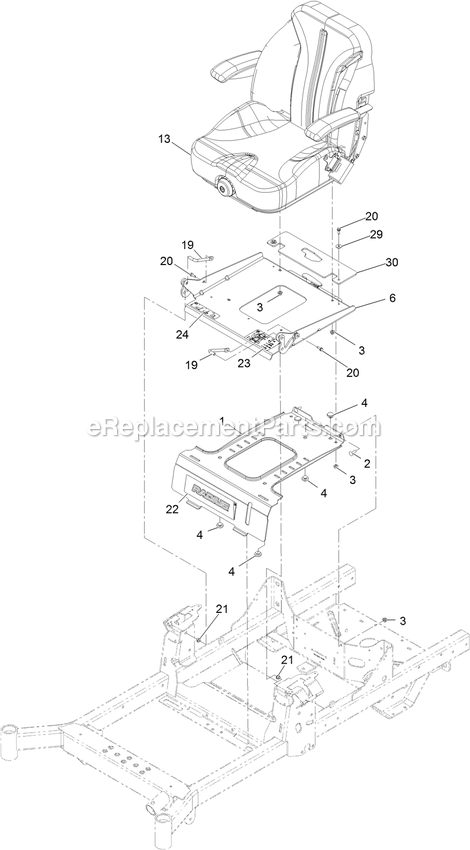 Seat Assembly (1) Diagram and Parts List for RAX730GKA604A3 (408644346-411294211)(2021) Exmark Lawn Mower