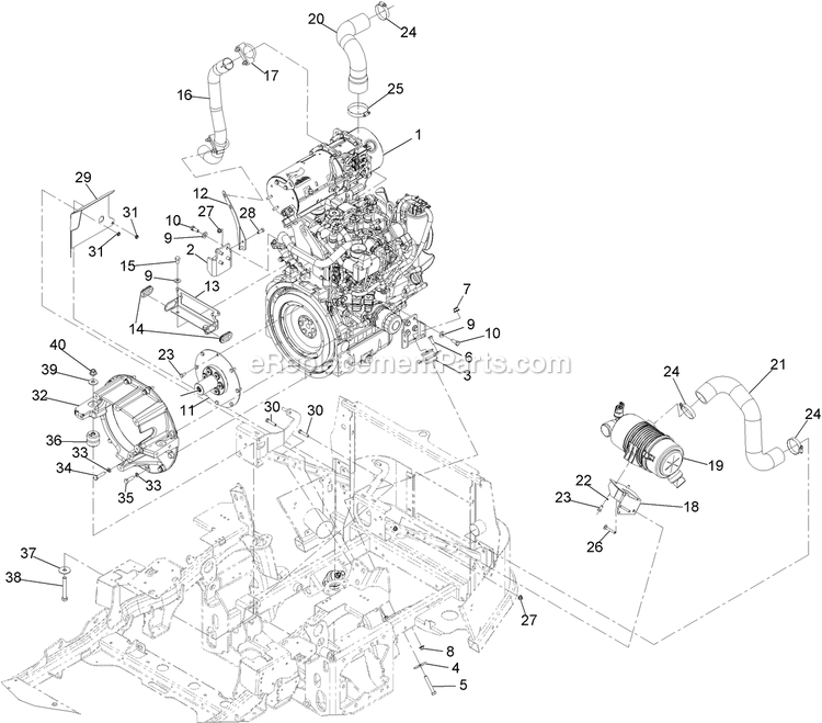 Engine Assembly Diagram and Parts List for LZS88CDYM96RW0 (408644346-411294211)(2021) Exmark Lawn Mower