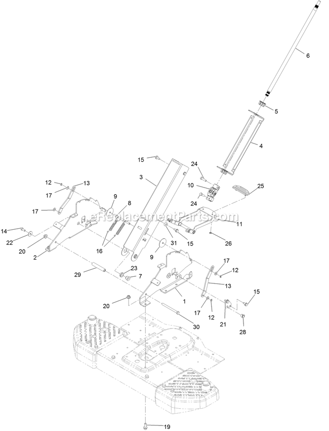 Steering Column Assembly Diagram and Parts List for QSS725GKC42200 (315000000-319999999)(2015) Exmark Lawn Mower