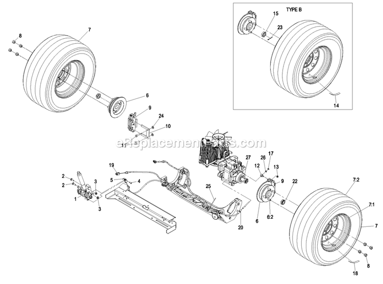 Park Brake Group Diagram and Parts List for LZAS22KA484CA (850000-919999)(2010) Exmark Lawn Mower